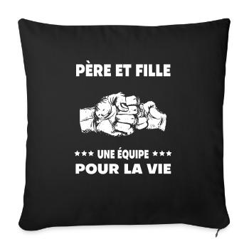 Vater und Tochter dot Papa Vater - Sofakissenbezug 45 x 45 cm - Schwarz - Vorne