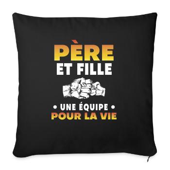 Father and daughter team point kick - Sofa pillowcase 17,3'' x 17,3'' (45 x 45 cm) - black - Front