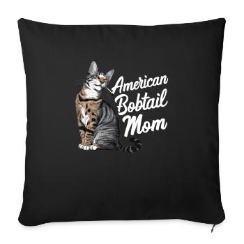 Katze American Bobtail Geschenk - Sofakissenbezug 45 x 45 cm - Schwarz - Vorne