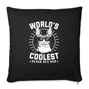 Katze Devon Rex Geschenk - Sofakissenbezug 45 x 45 cm - Schwarz - Vorne