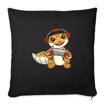 Leopard Gecko Reptile Pet Gecko - Sofa pillowcase 17,3'' x 17,3'' (45 x 45 cm) - black - Front