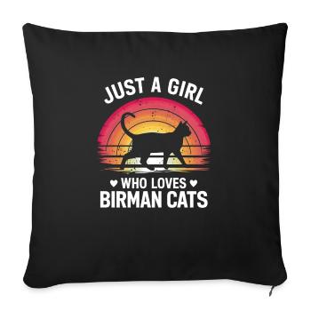 Katze Birma Geschenk - Sofakissenbezug 45 x 45 cm - Schwarz - Vorne