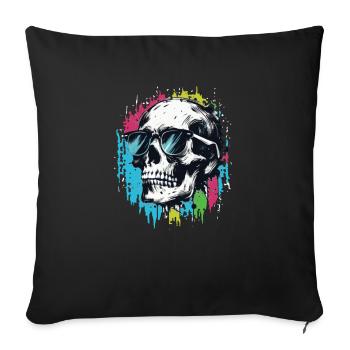 Skull with sunglasses Skull with lots - Sofa pillowcase 17,3'' x 17,3'' (45 x 45 cm) - black - Front