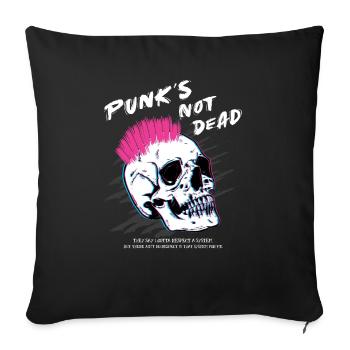 Punks Not Dead - Skull Punk Rock Music - Vieux - Housse de coussin décorative 45 x 45 cm - noir - Devant