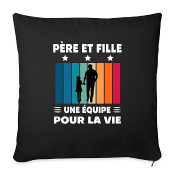 Papa Vater und Tochter Vatertag Vater Papa - Sofakissenbezug 45 x 45 cm - Schwarz - Vorne