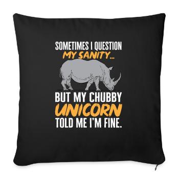 Rhino Rhino Unicorn - Sofa pillowcase 17,3'' x 17,3'' (45 x 45 cm) - black - Front