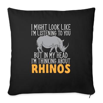 Rhino Rhino Unicorn - Sofa pillowcase 17,3'' x 17,3'' (45 x 45 cm) - black - Front