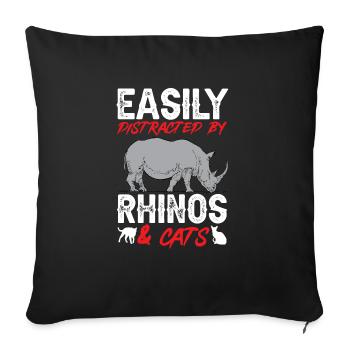 Rhino Rhino Unicorn - Sofa pillowcase 17,3'' x 17,3'' (45 x 45 cm) - black - Front