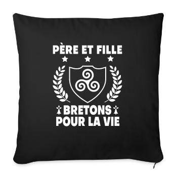père et fille bretagne papa breton triskel - Housse de coussin décorative 45 x 45 cm - noir - Devant