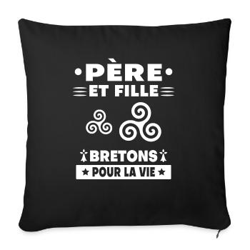 père et fille papa bretagne breton - Housse de coussin décorative 45 x 45 cm - noir - Devant