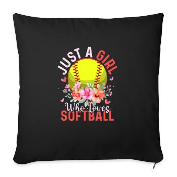 Just A Girl Who Loves Softball Baseball Team - Sofa pillowcase 17,3'' x 17,3'' (45 x 45 cm) - black - Front