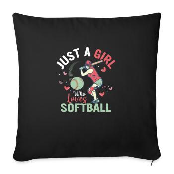 Just A Girl Who Loves Softball Team Baseball - Sofa pillowcase 17,3'' x 17,3'' (45 x 45 cm) - black - Front