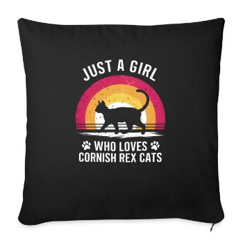 Katze Cornish Rex Geschenk - Sofakissenbezug 45 x 45 cm - Schwarz - Vorne
