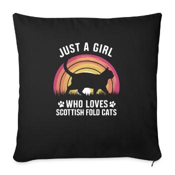 Katze Scottish Fold Geschenk - Sofakissenbezug 45 x 45 cm - Schwarz - Vorne