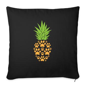 Patte de chien ananas drôle de fruit tropical animal jeu de mots - Housse de coussin décorative 45 x 45 cm - noir - Devant