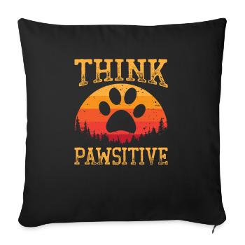 Think Pawsitive Retro Lustiger Hund Tier Pfotenabdruck - Sofakissenbezug 45 x 45 cm - Schwarz - Vorne