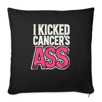 Ruban de sensibilisation au cancer du sein pour les survivantes du cancer - Housse de coussin décorative 45 x 45 cm - noir - Devant