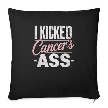 Ruban de sensibilisation au cancer du sein pour les survivantes du cancer - Housse de coussin décorative 45 x 45 cm - noir - Devant