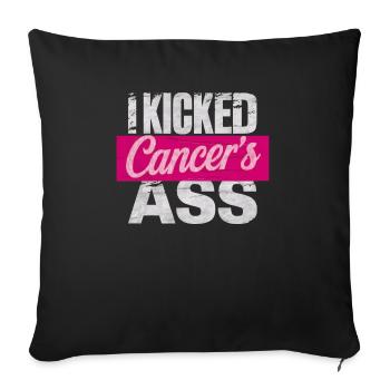 Ruban de sensibilisation au cancer du sein pour les survivantes du cancer - Housse de coussin décorative 45 x 45 cm - noir - Devant