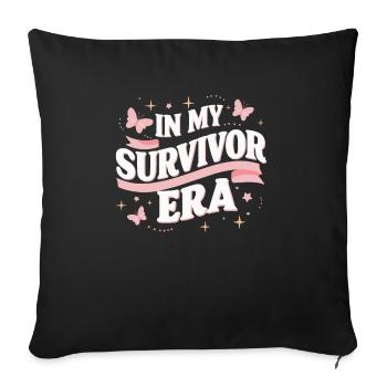 Ruban de sensibilisation au cancer du sein pour les survivantes du cancer - Housse de coussin décorative 45 x 45 cm - noir - Devant