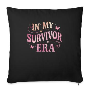 Ruban de sensibilisation au cancer du sein pour les survivantes du cancer - Housse de coussin décorative 45 x 45 cm - noir - Devant