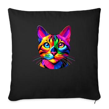 Chat Pop Art Coloré du Bengale - Housse de coussin décorative 45 x 45 cm - noir - Devant