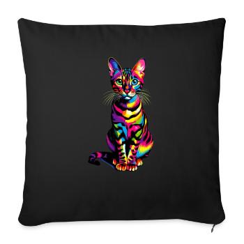 Chat Pop Art Coloré du Bengale - Housse de coussin décorative 45 x 45 cm - noir - Devant