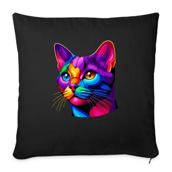 Chat Bombay Pop Art coloré - Housse de coussin décorative 45 x 45 cm - noir - Devant