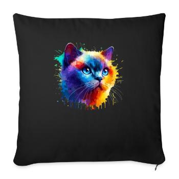 Colorful Splash Art Colorpoint Shorthair - Housse de coussin décorative 45 x 45 cm - noir - Devant