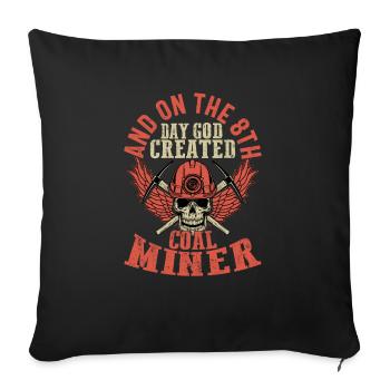 Posez-moi des questions sur la pioche de mineur de mine de charbon - Housse de coussin décorative 45 x 45 cm - noir - Devant
