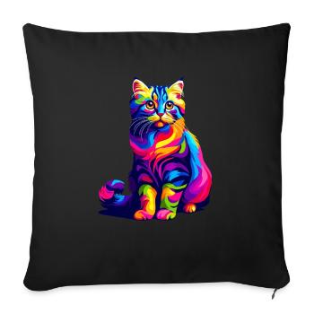 Pop Art coloré American Curl - Housse de coussin décorative 45 x 45 cm - noir - Devant