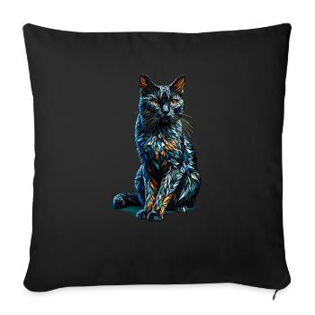 Polygone Art Bombay Chat - Housse de coussin décorative 45 x 45 cm - noir - Devant