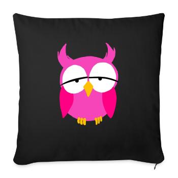 Pink Girl Owl Cartoon Nocturnal Predator Birds - Sofa pillowcase 17,3'' x 17,3'' (45 x 45 cm) - black - Front