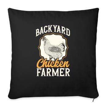 Poulet, Éleveur, Coq, Poule, Poulets de basse-cour, - Housse de coussin décorative 45 x 45 cm - noir - Devant