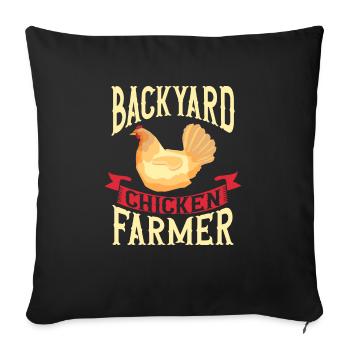 Poulet, Éleveur, Coq, Poule, Poulets de basse-cour, - Housse de coussin décorative 45 x 45 cm - noir - Devant