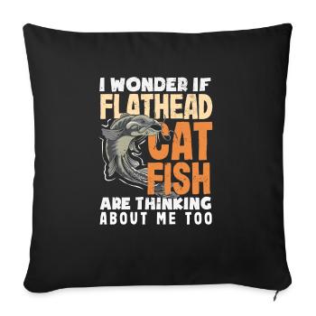 Drôle d’amateur de poisson-chat poisson à tête plate - Housse de coussin décorative 45 x 45 cm - noir - Devant