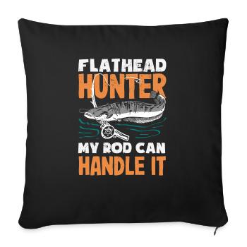 Drôle d’amateur de poisson-chat poisson à tête plate - Housse de coussin décorative 45 x 45 cm - noir - Devant