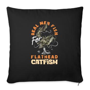 Drôle d’amateur de poisson-chat poisson à tête plate - Housse de coussin décorative 45 x 45 cm - noir - Devant