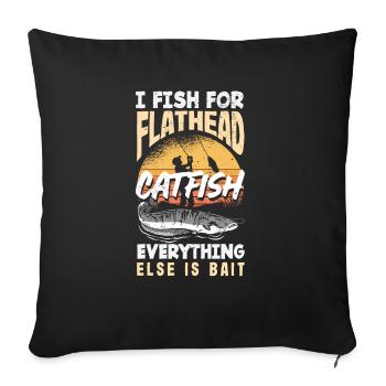 Drôle d’amateur de poisson-chat poisson à tête plate - Housse de coussin décorative 45 x 45 cm - noir - Devant