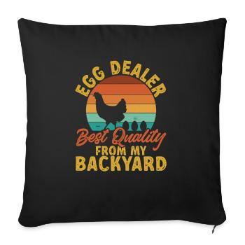Poulet, Éleveur, Coq, Poule, Poulets de basse-cour, - Housse de coussin décorative 45 x 45 cm - noir - Devant