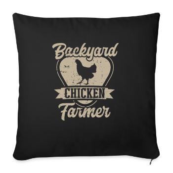 Poulet, Éleveur, Coq, Poule, Poulets de basse-cour, - Housse de coussin décorative 45 x 45 cm - noir - Devant