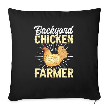 Poulet, Éleveur, Coq, Poule, Poulets de basse-cour, - Housse de coussin décorative 45 x 45 cm - noir - Devant