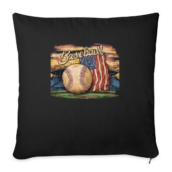 Baseball Men Women Kids Player Pitcher Softball - Sofakissenbezug 45 x 45 cm - Schwarz - Vorne