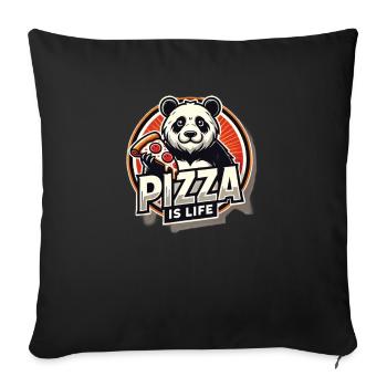 Pizza Is Life Panda - Sofa pillowcase 17,3'' x 17,3'' (45 x 45 cm) - black - Front