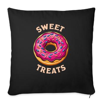 DONUTS, SWEET TREATS - Sofa pillowcase 17,3'' x 17,3'' (45 x 45 cm) - black - Front
