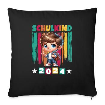School enrolment for primary school pupils 2024 - Sofa pillowcase 17,3'' x 17,3'' (45 x 45 cm) - black - Front
