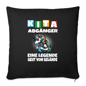 KITA Inscriptions scolaires des enfants sortants de l’école - Housse de coussin décorative 45 x 45 cm - noir - Devant