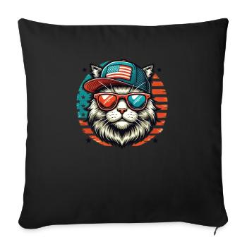 Life is better with Cats Usa - Sofa pillowcase 17,3'' x 17,3'' (45 x 45 cm) - black - Front