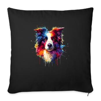 Colorful Splash Art Border Collie Border Collies - Sofa pillowcase 17,3'' x 17,3'' (45 x 45 cm) - black - Front