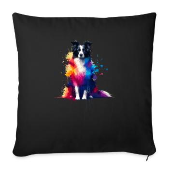 Colorful Splash Art Border Collie Border Collies - Sofa pillowcase 17,3'' x 17,3'' (45 x 45 cm) - black - Front